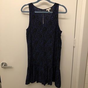 Joie lace-printed floral shift dress with ruffle